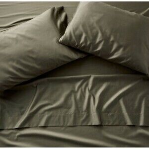 King 600 Thread Count Sateen Sheet Set Olive Green - Casaluna NEW